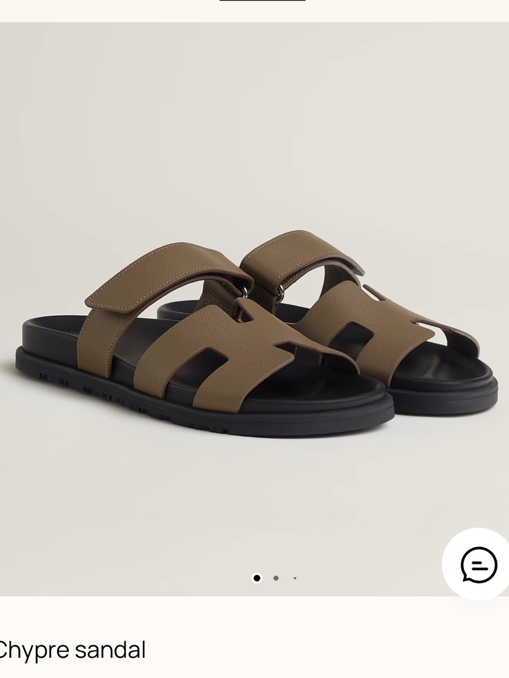 Hermes Étoupe Chypre Leather Slide Sandals